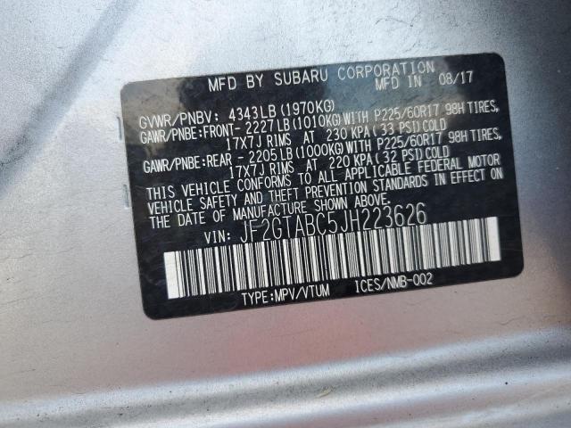 JF2GTABC5JH223626 - 2018 SUBARU CROSSTREK PREMIUM 银色 照片 13