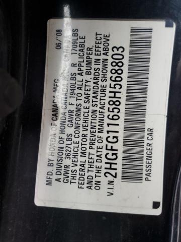 2HGFG11658H568803 - 2008 HONDA CIVIC LX BLACK photo 12