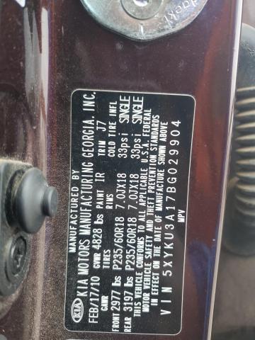 5XYKU3A17BG029904 - 2011 KIA SORENTO EX Bordo foto 13