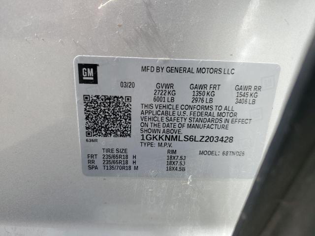 1GKKNMLS6LZ203428 - 2020 GMC ACADIA SLT SILVER photo 14
