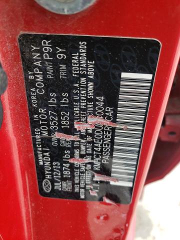 KMHCT4AE0DU540044 - 2013 HYUNDAI ACCENT GLS RED photo 12