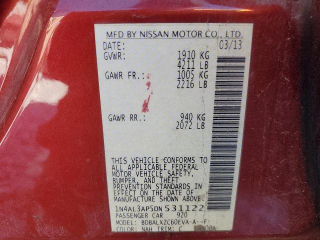 1N4AL3AP5DN531122 - 2013 NISSAN ALTIMA 2.5 ბურგუნდია ფოტო 13