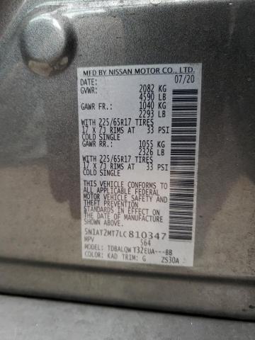 5N1AT2MT7LC810347 - 2020 NISSAN ROGUE S GRAY photo 13