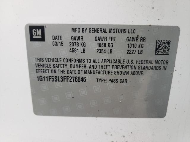 1G11F5SL3FF276646 - 2015 CHEVROLET MALIBU LTZ თეთრი ფოტო 12