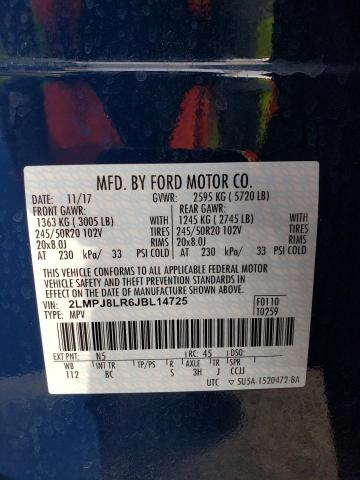 2LMPJ8LR6JBL14725 - 2018 LINCOLN MKX RESERVE Կապույտ լուսանկար 14