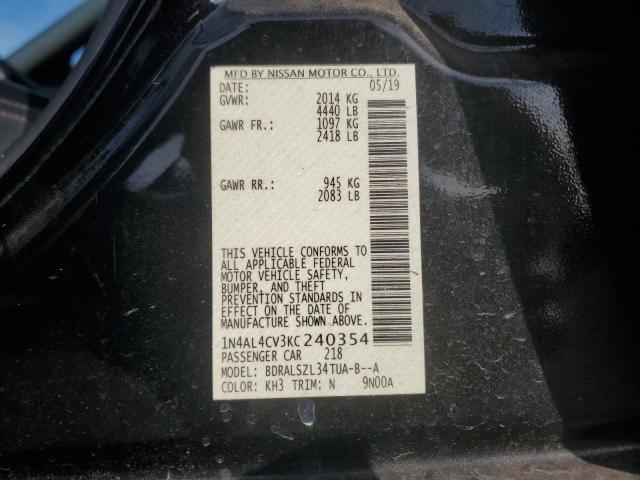 1N4AL4CV3KC240354 - 2019 NISSAN ALTIMA SR 黑色 照片 12