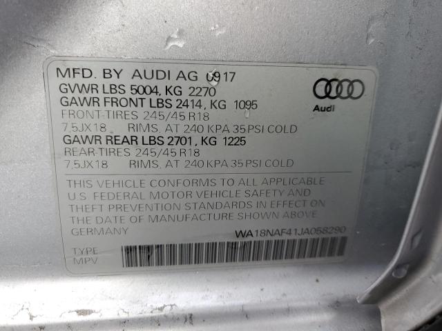 WA18NAF41JA058290 - 2018 AUDI A4 ALLROAD PREMIUM PLUS SILVER photo 12