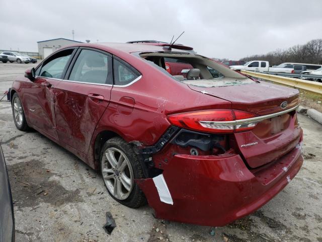 3FA6P0LU5JR152495 - 2018 FORD FUSION SE HYBRID RED photo 2