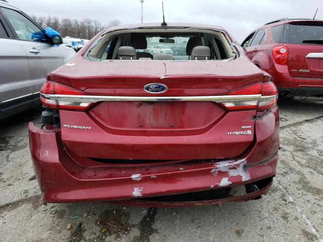 3FA6P0LU5JR152495 - 2018 FORD FUSION SE HYBRID RED photo 6