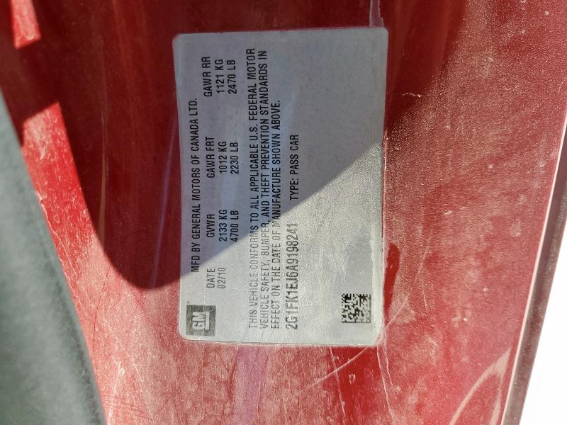 2G1FK1EJ6A9198241 - 2010 CHEVROLET CAMARO SS 勃艮第红 照片 12