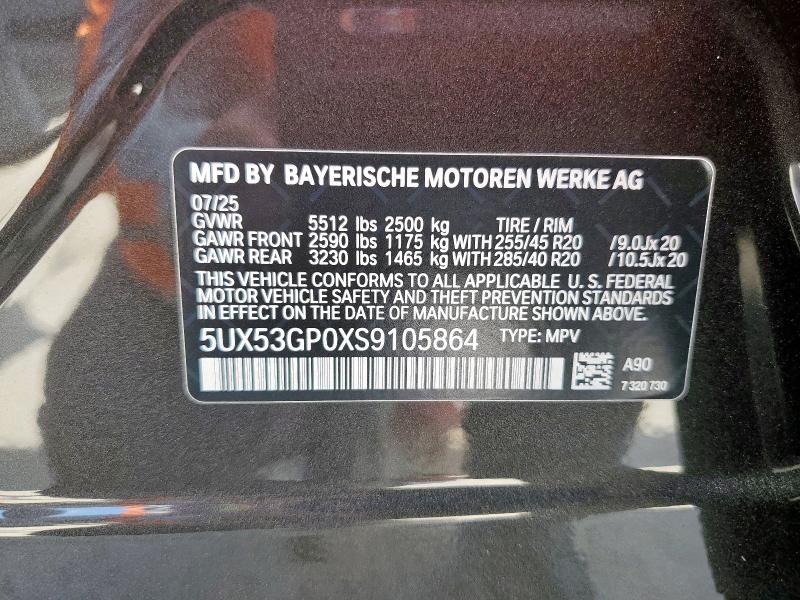 5UX53GP0XS9105864 - 2025 BMW X3 30 XDRIVE CHARCOAL photo 12