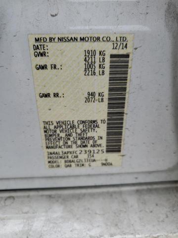 1N4AL3APXFC239125 - 2015 NISSAN ALTIMA 2.5 WHITE photo 12