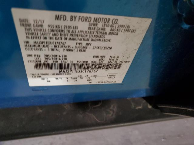 MAJ3P1TEXJC178767 - 2018 FORD ECOSPORT SE ლურჯი ფოტო 13