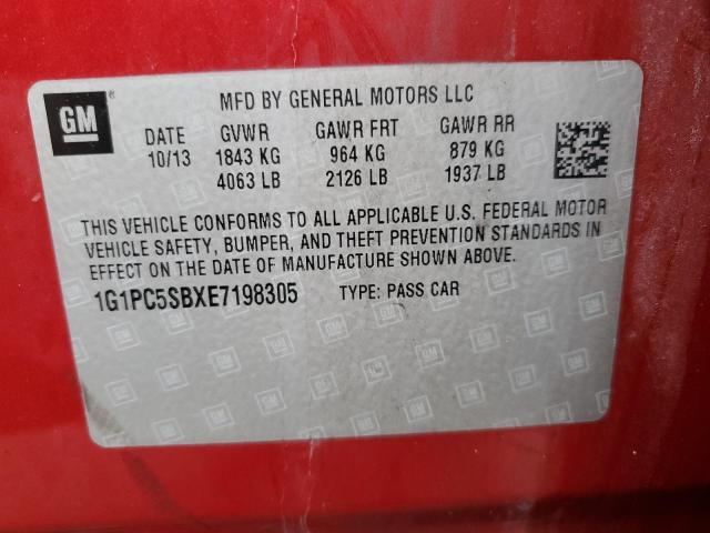 1G1PC5SBXE7198305 - 2014 CHEVROLET CRUZE LT RED photo 13