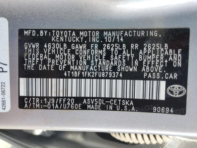 4T1BF1FK2FU879374 - 2015 TOYOTA CAMRY LE SILVER photo 13