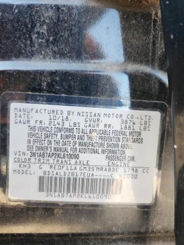 3N1AB7AP2KL610090 - 2019 NISSAN SENTRA S 黑色 照片 12