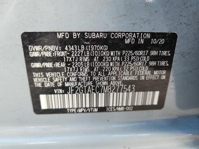 JF2GTAEC7M8277543 - 2021 SUBARU CROSSTREK PREMIUM BLUE photo 13