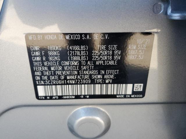 3CZRU6H14NM723909 - 2022 HONDA HR-V SPORT SILVER photo 13