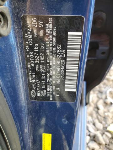 KMHCT4AE8HU327882 - 2017 HYUNDAI ACCENT SE BLUE photo 12