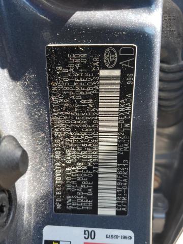 2T1BURHE9JC109422 - 2018 TOYOTA COROLLA L Mavi fotoğraf 12