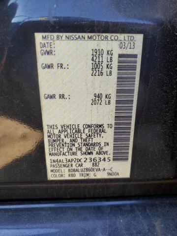 1N4AL3AP2DC236345 - 2013 NISSAN ALTIMA 2.5 BLACK photo 12