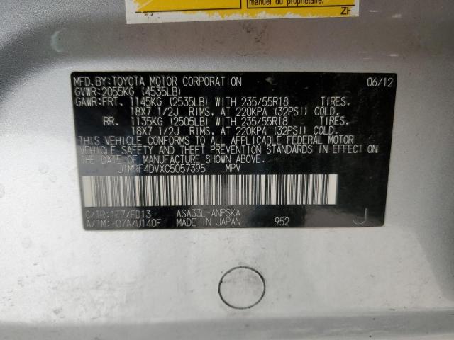 JTMRF4DVXC5057395 - 2012 TOYOTA RAV4 SPORT Gümüş fotoğraf 13