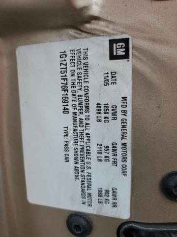 1G1ZT51F76F169140 - 2006 CHEVROLET MALIBU LT Қоңыр фото 12