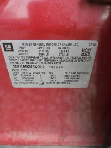 2GNALBEK9F6420512 - 2015 CHEVROLET EQUINOX LT 红色 照片 13