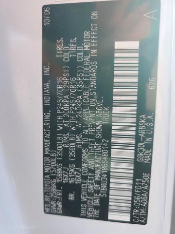 5TBRU34186S480142 - 2006 TOYOTA TUNDRA ACCESS CAB SR5 WHITE photo 12