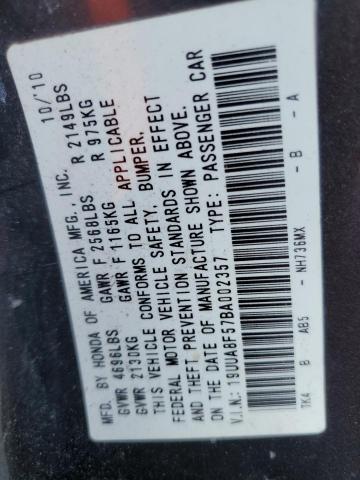 19UUA8F57BA002357 - 2011 ACURA TL GRAY photo 12