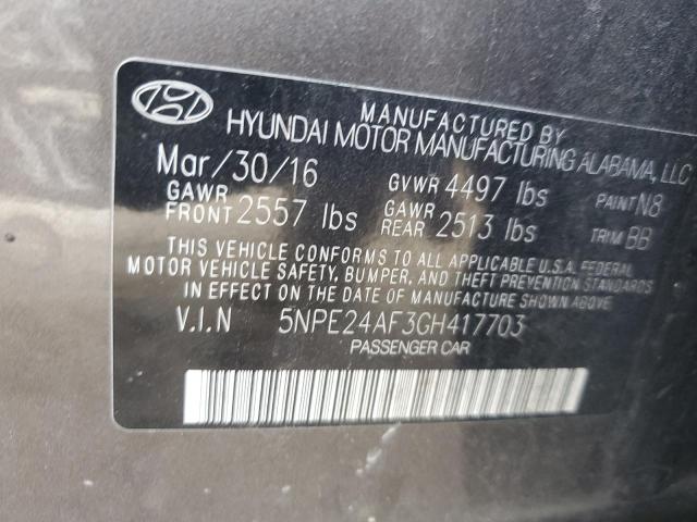 5NPE24AF3GH417703 - 2016 HYUNDAI SONATA SE ყავისფერი ფოტო 12