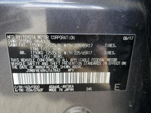 JTMBFREV8HJ167843 - 2017 TOYOTA RAV4 LE GRAY photo 13