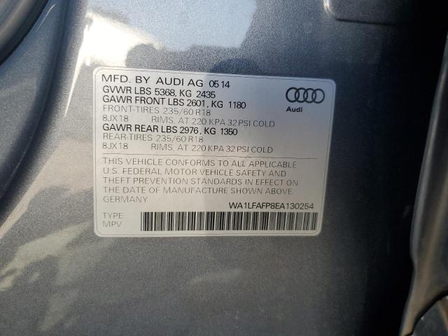 WA1LFAFP8EA130254 - 2014 AUDI Q5 PREMIUM PLUS GRAY photo 13