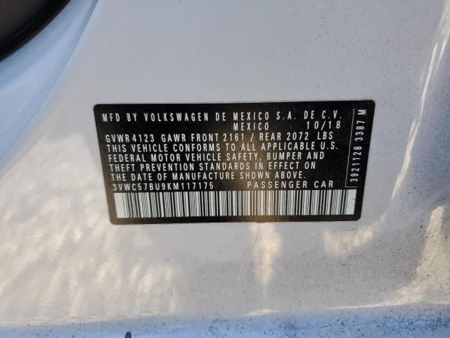 3VWC57BU9KM117175 - 2019 VOLKSWAGEN JETTA S თეთრი ფოტო 12