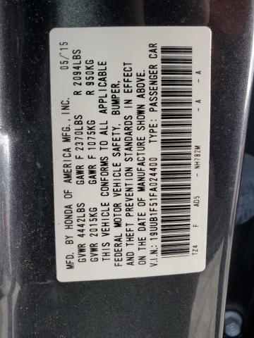 19UUB1F51FA024400 - 2015 ACURA TLX TECH Մոխրագույն լուսանկար 12