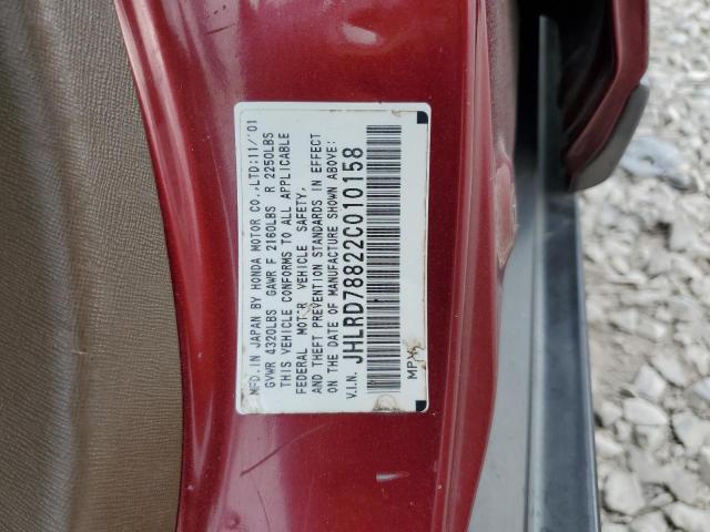 JHLRD78822C010158 - 2002 HONDA CR-V EX BURGUNDY photo 13