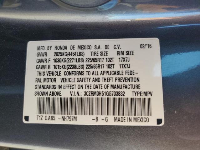 3CZRM3H51GG703832 - 2016 HONDA CR-V EX GRAY photo 12