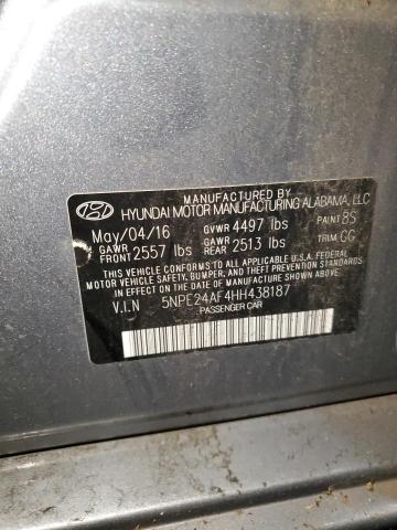 5NPE24AF4HH438187 - 2017 HYUNDAI SONATA SE GRAY photo 12