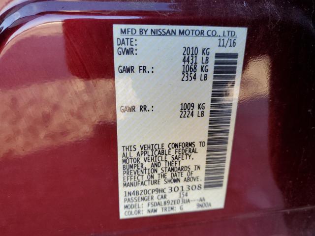 1N4BZ0CP9HC301308 - 2017 NISSAN LEAF S RED photo 13