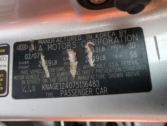 KNAGE124075136483 - 2007 KIA OPTIMA LX SILVER photo 12