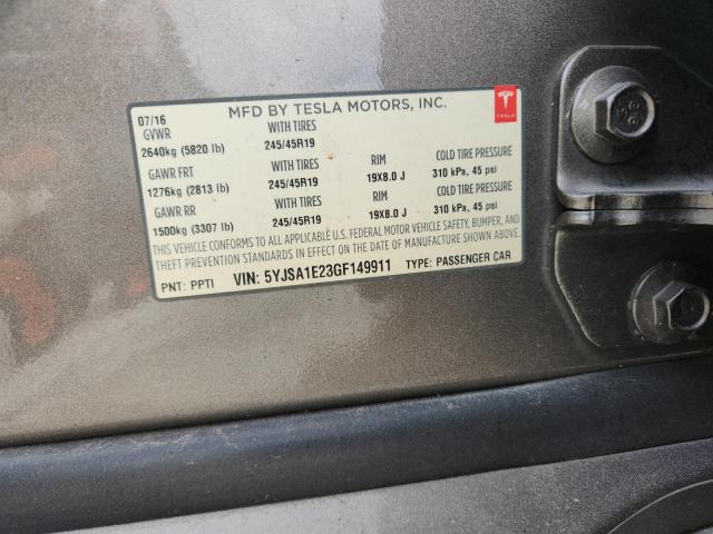 5YJSA1E23GF149911 - 2016 TESLA MODEL S TAN photo 12