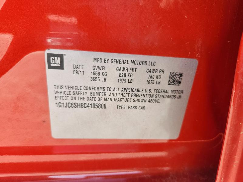 1G1JC6SH8C4105800 - 2012 CHEVROLET SONIC LT 红色 照片 12