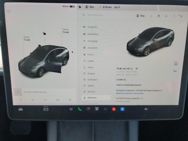 5YJYGDEE9MF294015 - 2021 TESLA MODEL Y 灰色 照片 9