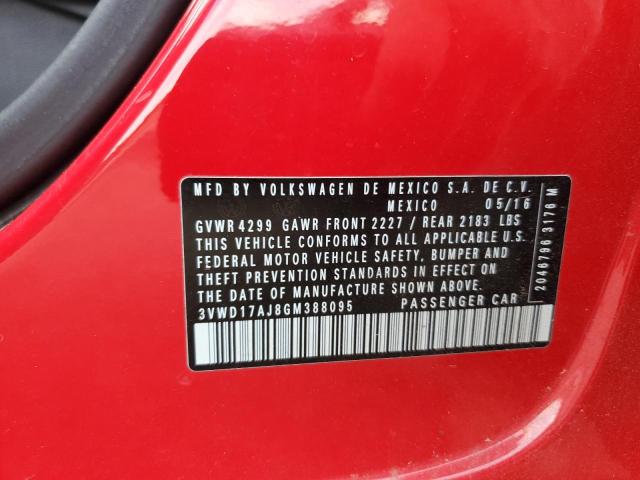 3VWD17AJ8GM388095 - 2016 VOLKSWAGEN JETTA SPORT წითელი ფოტო 12