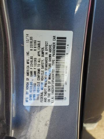 1HGCR2F3XFA084722 - 2015 HONDA ACCORD LX GRAY photo 13