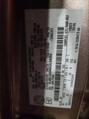 5LMCJ2D94KUL34292 - 2019 LINCOLN MKC SELECT 棕色 照片 12