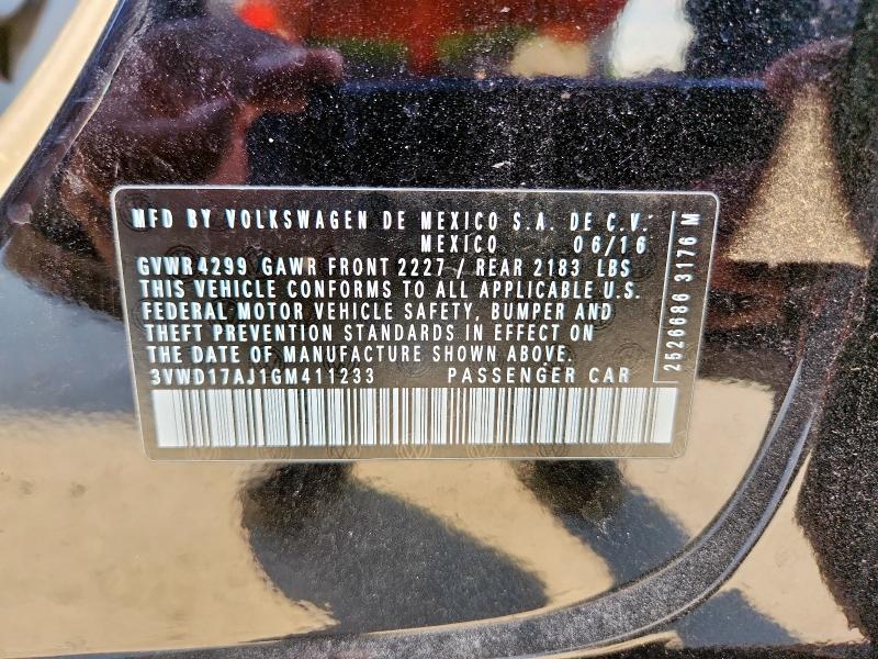 3VWD17AJ1GM411233 - 2016 VOLKSWAGEN JETTA SPORT 黑色 照片 13
