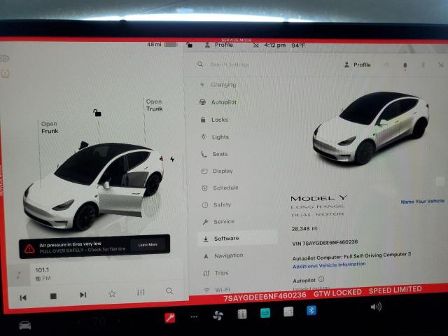 7SAYGDEE6NF460236 - 2022 TESLA MODEL Y Білий фото 9