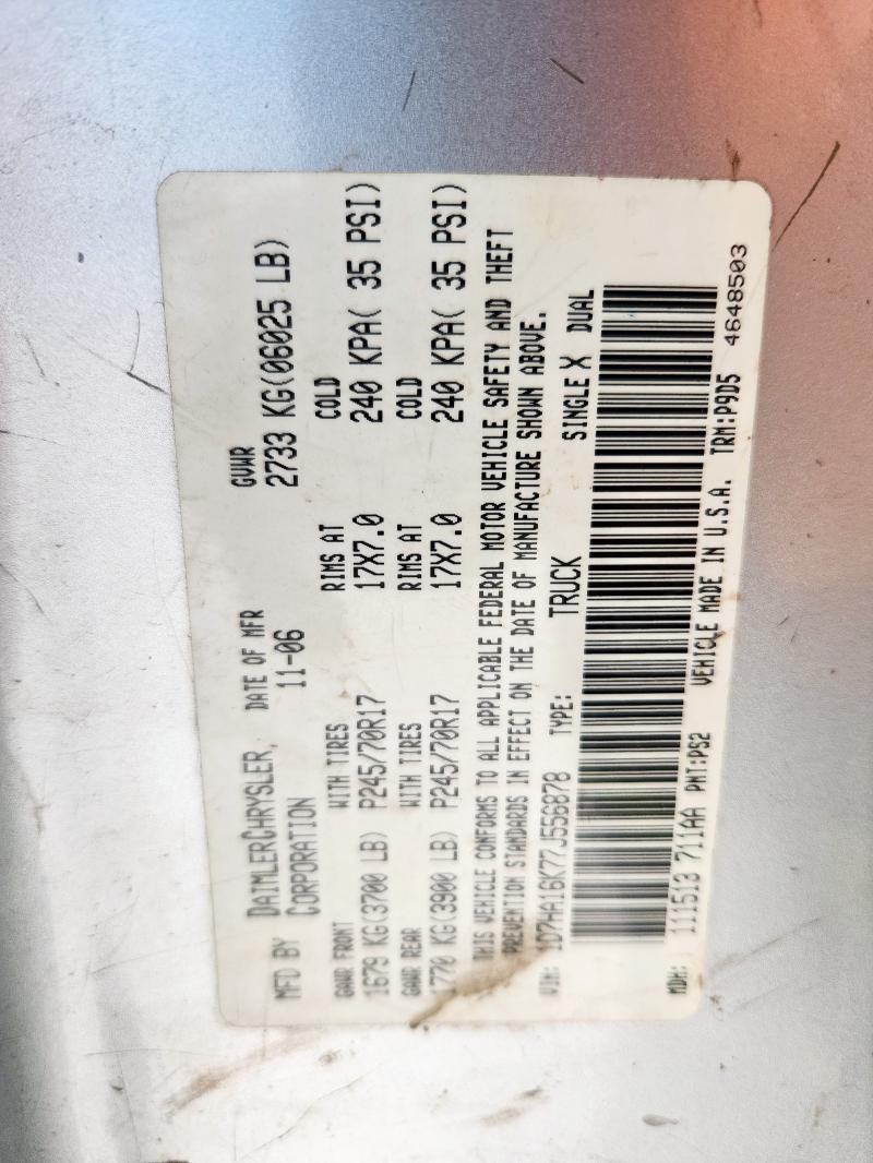 1D7HA16K77J556878 - 2007 DODGE RAM 1500 ST SILVER photo 12