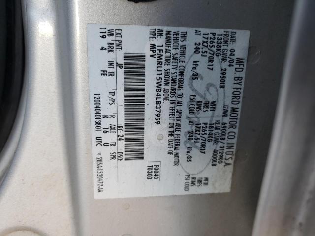 1FMRU15W84LB37959 - 2004 FORD EXPEDITION XLT SILVER photo 13